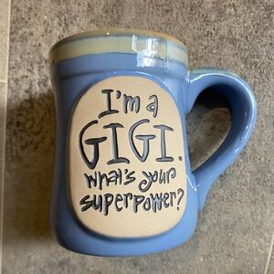 Blue Ceramic Mug with Quote I’m GIGI  WHATS YOUR SUPER POWER?